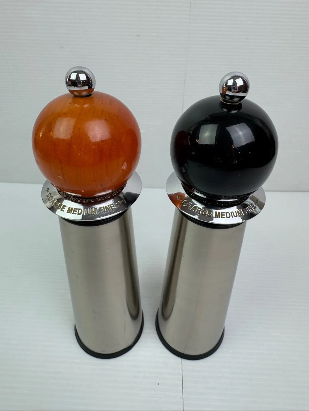 William Bounds Ltd Stainless Steel Wood Ball Torch Pepper Salt Grinder Mill Set